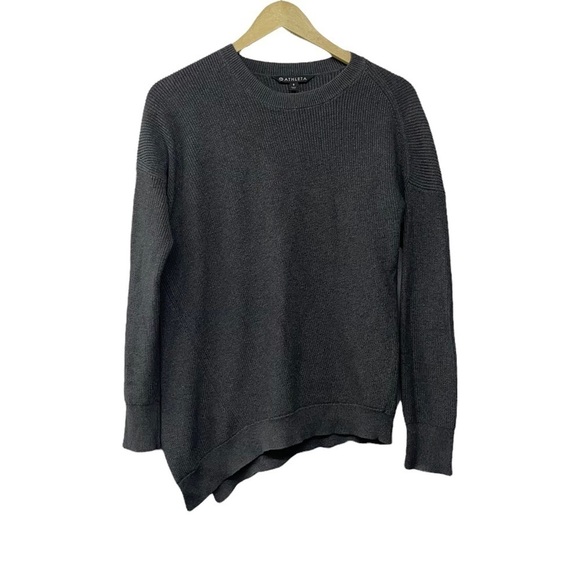 Athleta Gray Asymmetric Hem Side Slit Sweater Size Small Neutral Fall Outdoor - Picture 2 of 8
